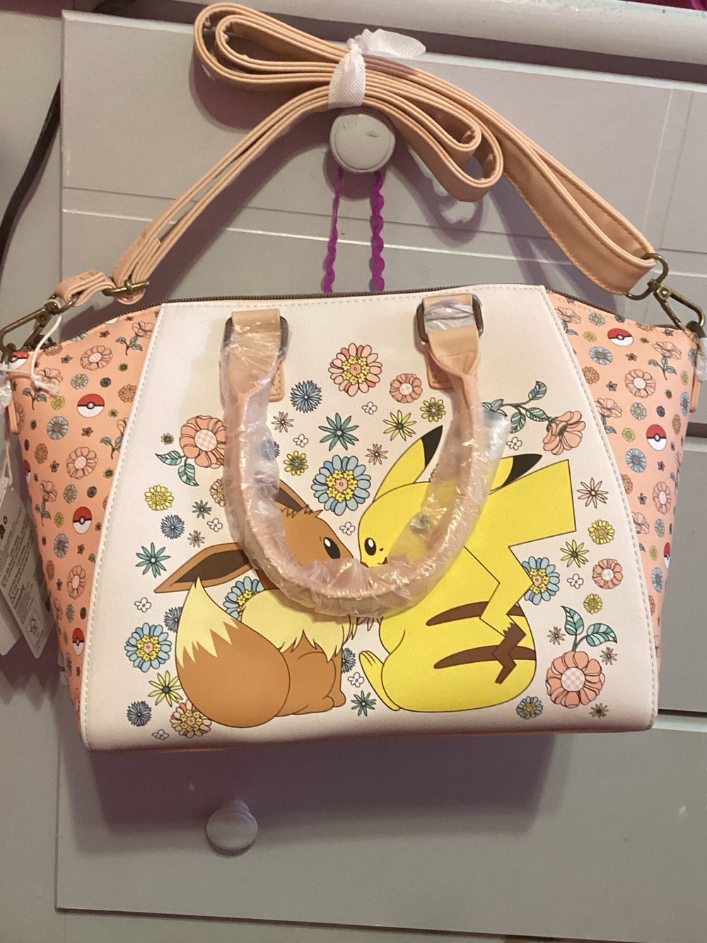 Loungefly Pink Pikachu & Eevee Floral Satchel
